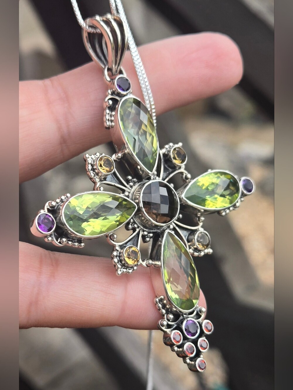 Nicky Butler RAJ LIMITED EDITION 925 Sterling Silver Cross NB Pendant Necklace - Picture 10 of 16
